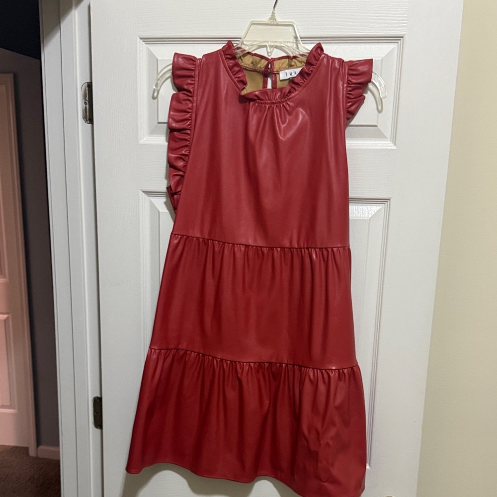 Stylish Red Leather Dress